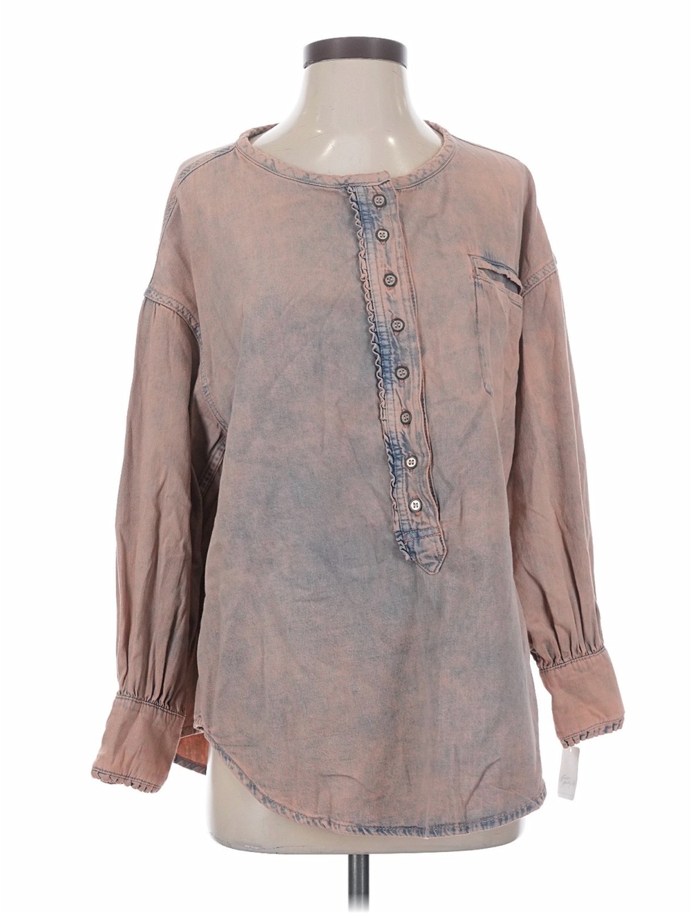 We The Free Denim Peach Washed Long-Sleeve NWT